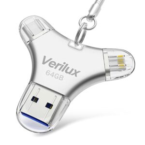 Pendrive 64 GB 4 in 1 C Type Pendrive with Light-Ning, Micro USB, USB A, Type-C Interface Mini Hangable Pendrive for iOS & Android Compatible with iPhone, Ipad, Android, Pc and More Devices