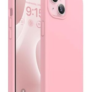 Protective Case Compatible for iPhone 15 Case 6.1, Slim Liquid Silicone 3 Layers Full Covered Soft Gel Rubber Phone Case Protective Cover 6.1 Inch (Pink)