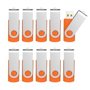16GB USB 3.0 Flash Drive 16 gb Flash Drives 10pcs Thumb Drive Keychain Jump Drive Swivel Memory Sticks, Orange