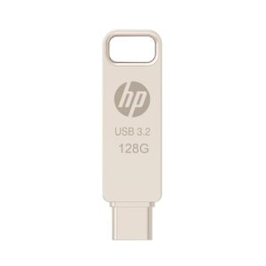 128GB OTG USB Flash Drive 3.2 Gold/Metallic Swivel Design/Durable Metal Material