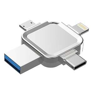 UniDrive 64GB 4-in-1 USB Flash Drive, Photo Memory Stick for iPhone, USB Memory Stick with Type-c | Lightning | Micro Port for Android/iPhone/iPad mini/PC Real Memory