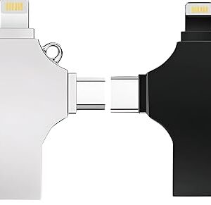 128GB 4 in 1 Flash Drive with Light-ning, Micro USB, USB A, Type-C Interface Pen Drive Mini Hangable PenDrive for iOS & Android Compatible with iPhone, iPad, Android, PC and More Devices