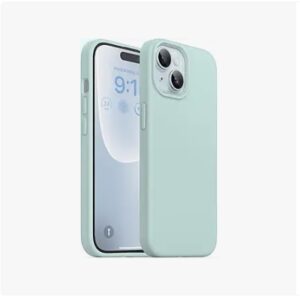 Protective Case Compatible for iPhone 15 Case 6.1, Slim Liquid Silicone 3 Layers Full Covered Soft Gel Rubber Phone Case Protective Cover 6.1 Inch (Mint Green)