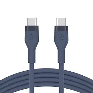 Boostcharge Flex Silicone USB-C To USB-C Cable (1M/3.3FT), Mfi-Certified Charging USB Cable For iPhone 16 Series, Samsung Galaxy Series, Google Pixel, & More With Cable Clip - Blue