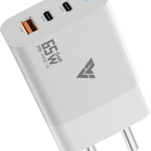 65W Charger Type C Fast Adapter with Multi Port Dual PD Charging GaN Technology for MacBook Laptop,iPhone 16/16 Plus/16 Pro/16 Pro Max,iPhone 15/14/13/12 Series, Samsung and Android Devices