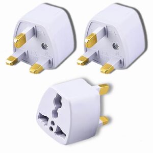 Type-G Plug Adapter UK Converter - (3pcs) India to UK Plug Adaptor for Hong Kong, UAE, Dubai, Singapore England Universal Travel Adapter Power Plug (Pack of 3)