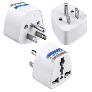 (3 pcs) Type G Universal Travel Adaptor,UK Adaptor for Indian Pins,Flat 3 Pin Power Connector Adaptor for for UK, England, Dubai, Hong Kong, Ireland, Wales, Scotland (USA 3 PIN, Pack 3)