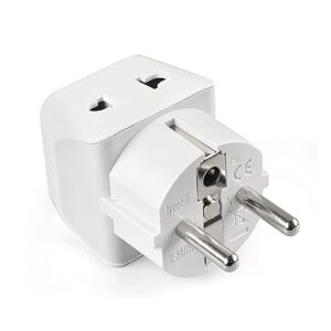 Europe Travel Adapter-2 in 1 France Germany Adapter Compatible with Smartphone-Type E/F-Ce Certified-Rohs Compliant Â– White-1 Pack
