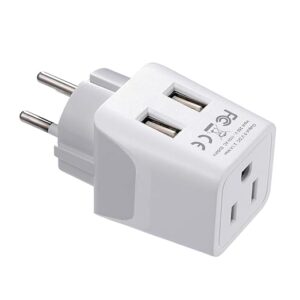 Israel, Palestine Travel Adapter Plug with Dual USB - USA Input - Type H - Ultra Compact - Perfect for Cell Phones, Laptop, Camera Chargers, iWatch, iPhone and More (CTU-14)