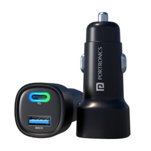 80W Dual Output Fast Car Charger with Type-C PD & USB, LED Indicator, Charging Adapter Compatible with Cars for iPhone & Android Smartphone, Smartwatch, Earbud, Power Bank (Black)
