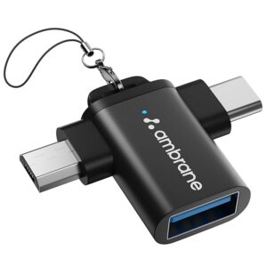 2 in 1 OTG Adapter Micro USB+USB Type C to USB Female Connector, OTG Pen Drive Adapter to Mobile Connector Type C, Compatible with All Devices
