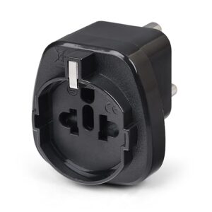 European (Schuko) to India Pin Plug Adapter - Convert European Type E/F Input to India Type D Three Prong Output Connection - Heavy Duty - Black Color (1 Pack)
