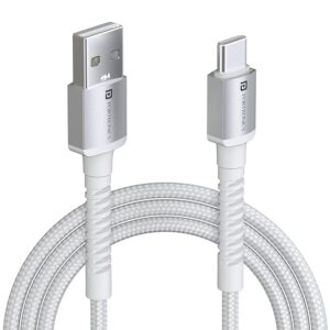 Konnect X USB to Type C Cable with 3A Output, Fast Charging & Data Transfer, Nylon Braided, Aluminium Alloy Shell, 1M Length compatible with Type C Smartphones(White)