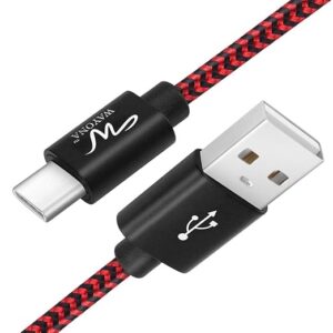 USB Type C 65W/3A Charger Cable Fast Charging Cord for Samsung Galaxy S24, S24 Ultra, S23, S22, S21, S20 FE, A55, M34 5G, M14, M15 5G, iQOOZ9, iPhone 15 Series (3 FT Pack of 1, Red & Black)