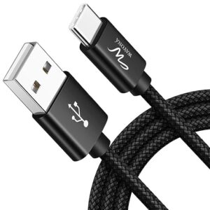 65W/3A Nylon Braided USB Type C 3FT/1M Fast Charging Nylon Braided USB C Cable For Samsung Galaxy S24, S23, S22, S21, S20, iPhone 15, 15 Pro, 15 Pro Max, 15 Plus (1M, Black)
