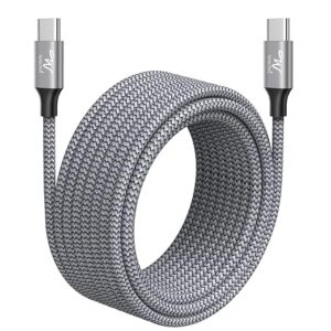 Type C to Type C 65W/3A Fast Charging Nylon Braided Data Cable Compatible with iPhone 15 Series, Samsung Galaxy S24,S24 Ultra,S23,S22,S21,S20, iPad, Macbook Air/Pro (3M, Grey)