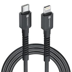 Konnect X 27W Type C to 8 Pin Fast Charging Strong Braided Cable, Metal Heads, 1M Length, Supports all 8 Pin & Lightning Devices (Black)
