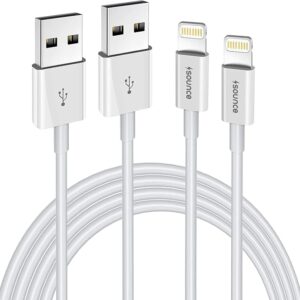 Fast Phone Charging Cable & Data Sync USB Cable Compatible With iPhone 13, 12,11, X, 8, 7, 6, 5, iPad Air, Pro, Mini & iOS Devices (Set of 2)