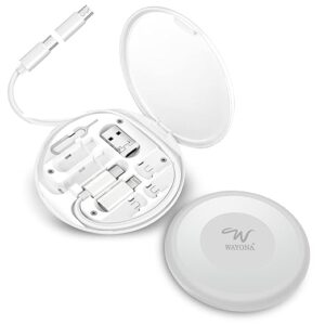 All in One 60W USB Fast Charging Travel Cable Set Type C, Lightening and Micro USB Port Inbuilt Mobile Stand Compatible with iPhone 15,14,13,12 Series iPad,Samsung,OnePlus (All in 1, White)