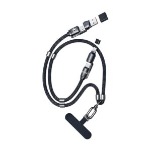 240W 4 in 1 Fast Lanyard | Metal Port Charging & Data Transfer Cable For GenZ | Super Durable 6 CORE With E-Marker Chip | Supporting Thunderbolt, Type C & Type A for All Smartphones