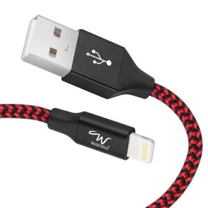 Usb Nylon Braided Data Sync And Charging Cable For Iphone, Ipad Tablet (Red, Black)