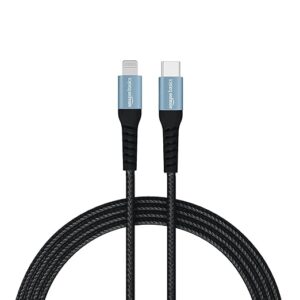 Aluminum With Nylon Braided Usb C To Lightning, Mfi Certified Charging Cable (Grey, 1.2 Meter), Black