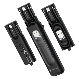Snapcase 4 60W Multifunctional Fast Charging Data Cable Transparent Kit, Conversion Set USB A & Type C to Male Micro/Type C/Lightning, Data Transfer, Sim Storage, Sim Eject Pin,Pocket Size-Black