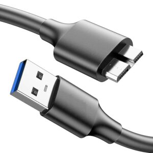 High Speed Data Sync USB 3.0 Type A Male to Micro B Cord for Wd/Seagate/Toshiba/Samsung/Hitachi, Etc External Hard Disk/Drives Cables (Black) (1.5Ft)