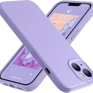 Designed for iPhone 13 Cover Soft Liquid Silicone Slim Protective Shockproof with Anti-Scratch Microfiber Lining Phone Back Cover Case (Purple)