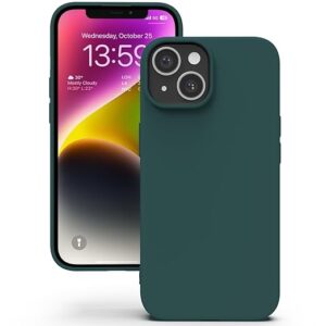 Silicone Back Case for iPhone 14, Soft-Touch Phone Back Cover for Apple iPhone 14 - Dark Green