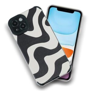 Zebra Print Silicone Stylish Back Cover Case for iPhone 13 | Shockproof TPU | Soft Flexible with Camera Protection | iPhone 13 Case Cover - Black & White