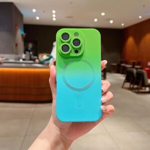 Gradient Compatible Case for iPhone 16 Pro | Soft Silicone Shockproof Cover with Camera Protection | Slim Lightweight Design | Smooth Touch & Durable -Fluorescent Green