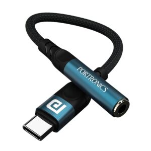 Portronics iKonnect C Pro Type C to 3.5 mm Audio Jack Connector with DAC Headphone Converter Adapter Compatible with iPhone 15 Pro Max/15 Pro/15 Plus, Galaxy S23/S22/S21/S208 &...
