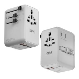 70W Travelease Pro International Universal Travel Adapter with 75mm Retractable Cable | Multi Plug Adapter with Type A & C USB Port | GaN Fast Charging